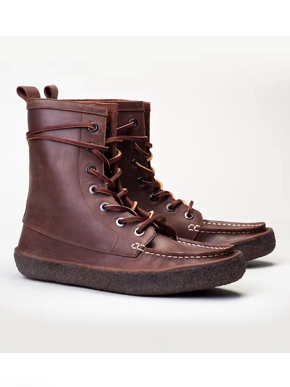 SeaVees Women’s Eye Trail Leather Pull on Boot in Walnut Brown 02/60